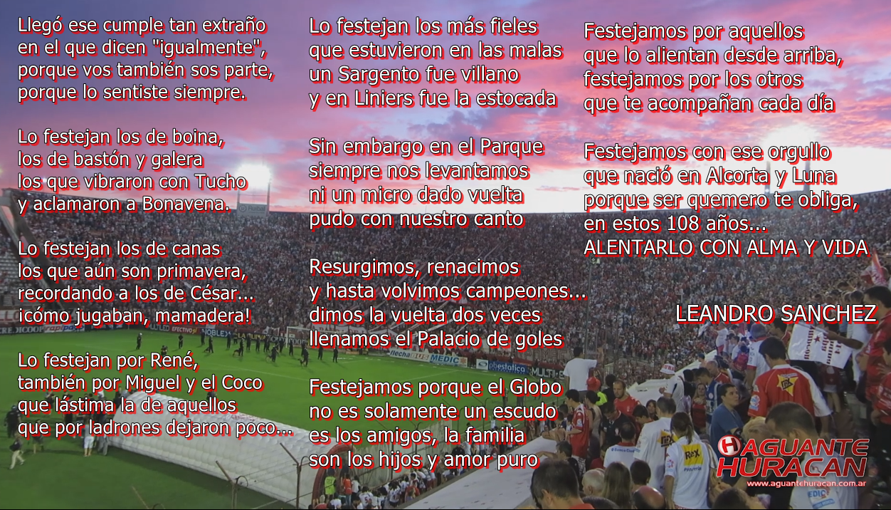 Feliz Cumpleanos Huracan Aguante Huracan Club Atletico Huracan